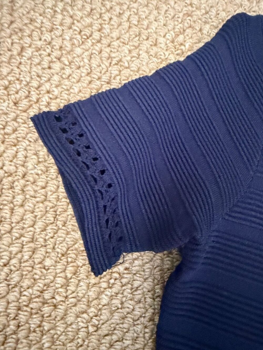 Navy Blue Knit Fit & Flare French Style Dress S - Picture 4 of 4